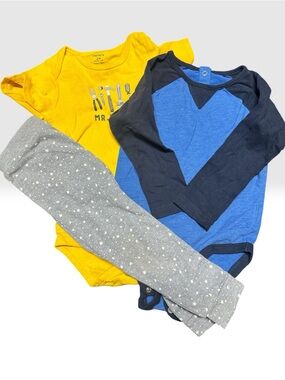 Carter's Yellow Baby Bodysuits bundle with Gray Star Leggings